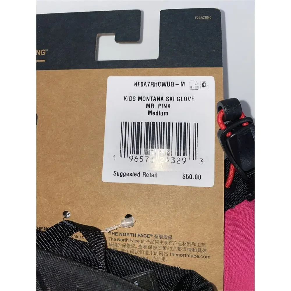 The North Face Kids Montana Ski Glove Mr Pink Sz Medium NWT Warmest Dryvent Etip
